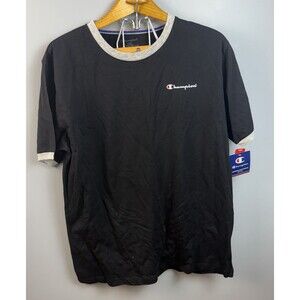 $37.99 Champion Men's Black Short-Sleeve Crewneck Logo T-Shirt Sleep Top Size L